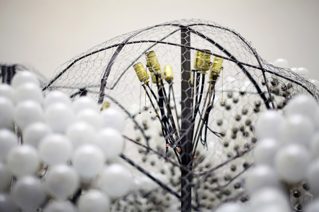 Interactive CLOUD Sculpture Made From 6,000 Light Bulbs by Caitlind Brown.