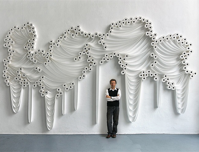 Toilet Paper Installation by Sakir Gökcebag, via Yellowtrace. Toilet Paper Installation, art, Sakir Gökcebag