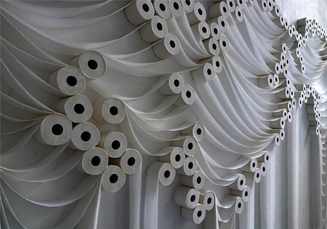 Toilet Paper Installation by Sakir Gökcebag, via Yellowtrace. installation detail, Sakir Gökcebag