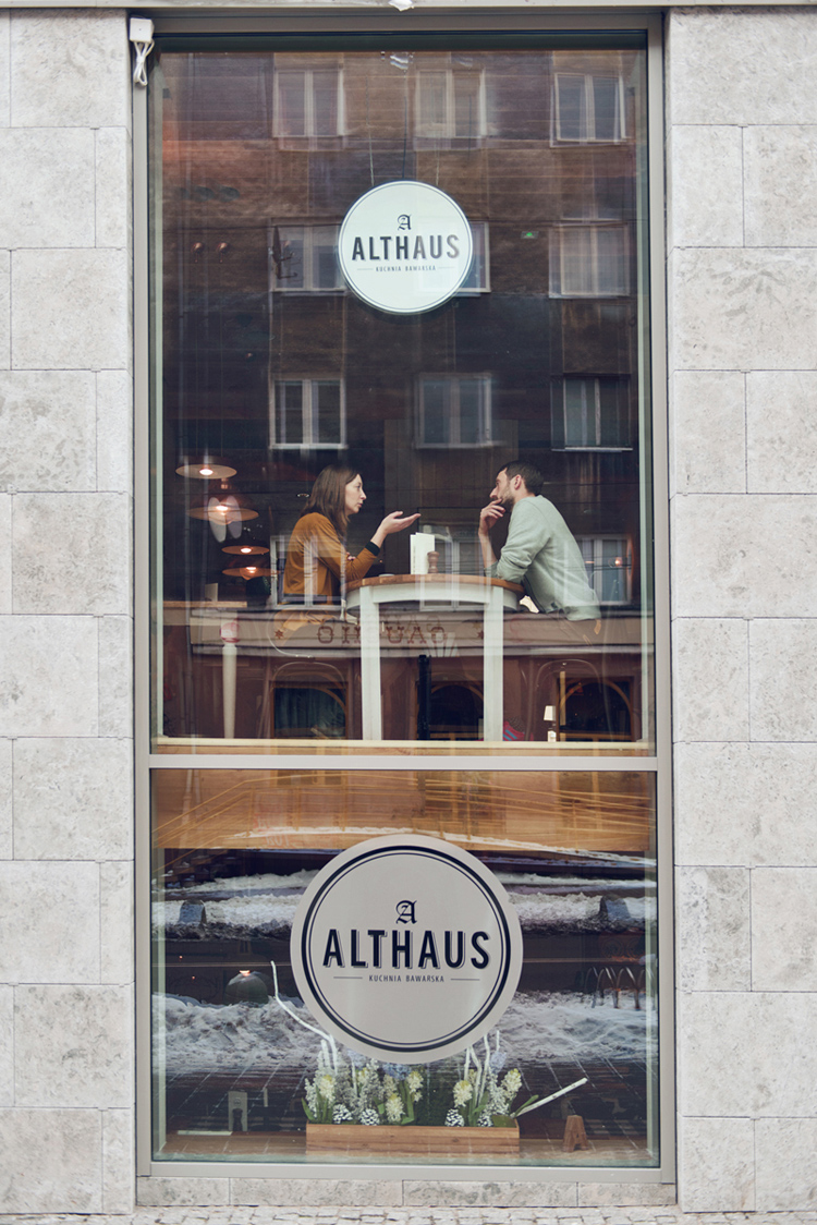 Althaus Restaurant by PB Studio and Filip Kozarski in Gdynia, Poland, via Yellowtrace. exterior, window, graphic design, identity, branding, signage