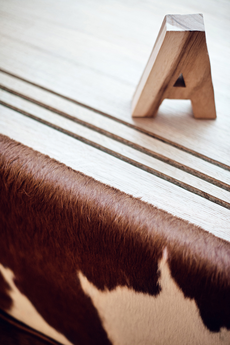 Althaus Restaurant by PB Studio and Filip Kozarski in Gdynia, Poland, via Yellowtrace. details, cowhide upholstery