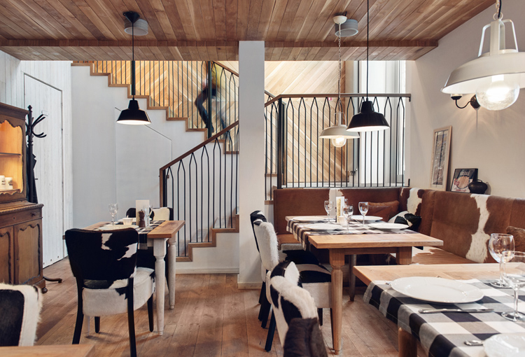 Althaus Restaurant by PB Studio and Filip Kozarski in Gdynia, Poland, via Yellowtrace. Althaus Restaurant, dining room, stair balustrade