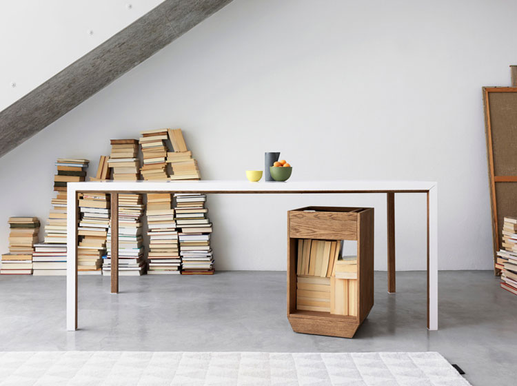 'Sense of Space' by Asplund // New Furniture Collection for 2013, via Yellowtrace. Asplund Furniture, FRAME table, FILE drawer, MINIFLAG tufted carpet, concrete floor, product styling