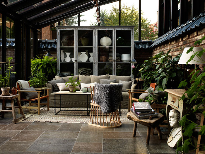 Ett Hem Hotel by Studio Ilse // Stockholm, Sweden, via Yellowtrace. ett hem hotel stockholm courtyard and living room