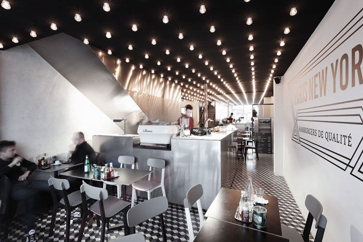 Paris New York Burger Restaurant by CUT architectures in Paris, via Yellowtrace. PNY restaurant design