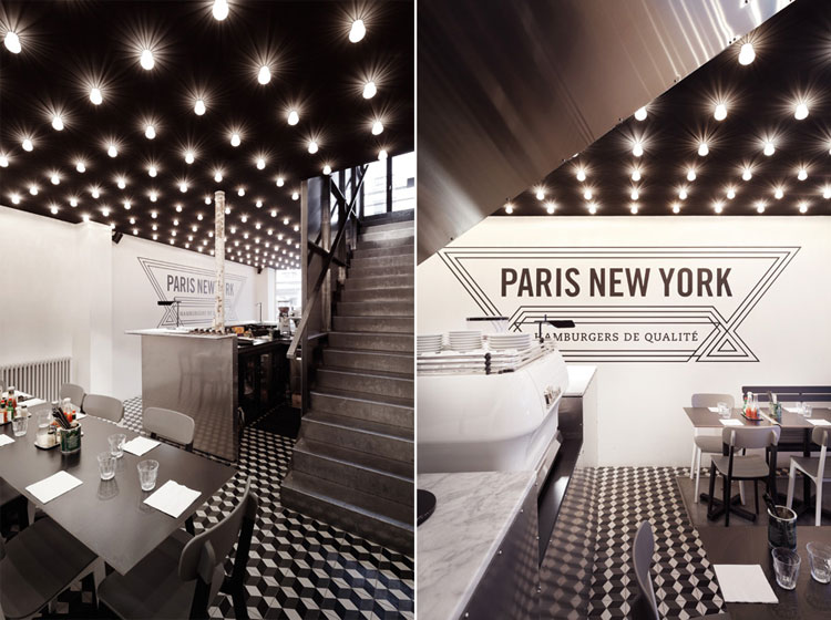 Paris New York Burger Restaurant by CUT architectures in Paris, via Yellowtrace. PNY restaurant design details