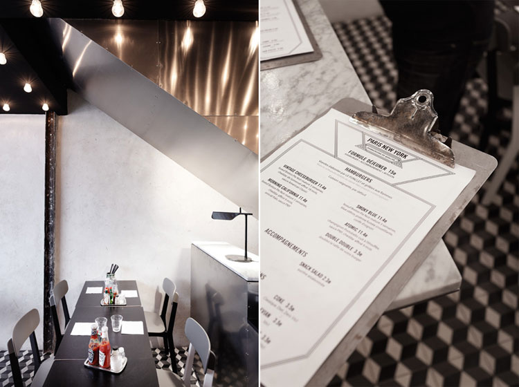 Paris New York Burger Restaurant by CUT architectures in Paris, via Yellowtrace. PNY restaurant design details