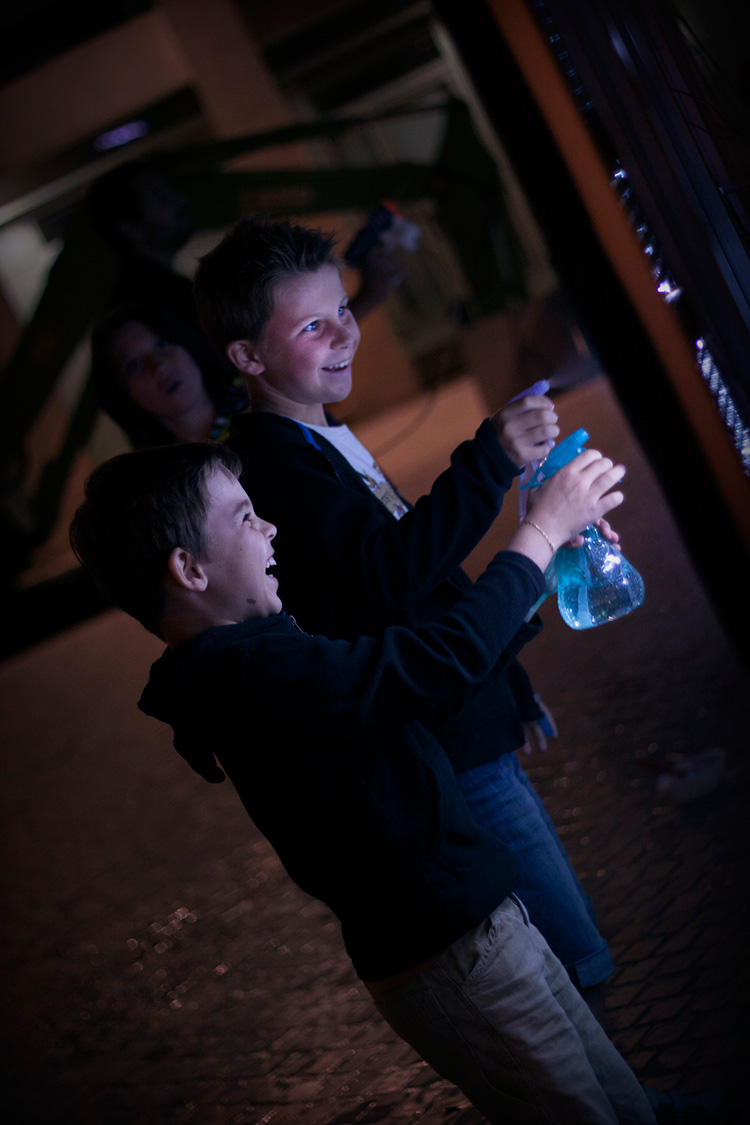 Water Light Graffiti by Antonin Fourneau, via Yellowtrace. children interacting