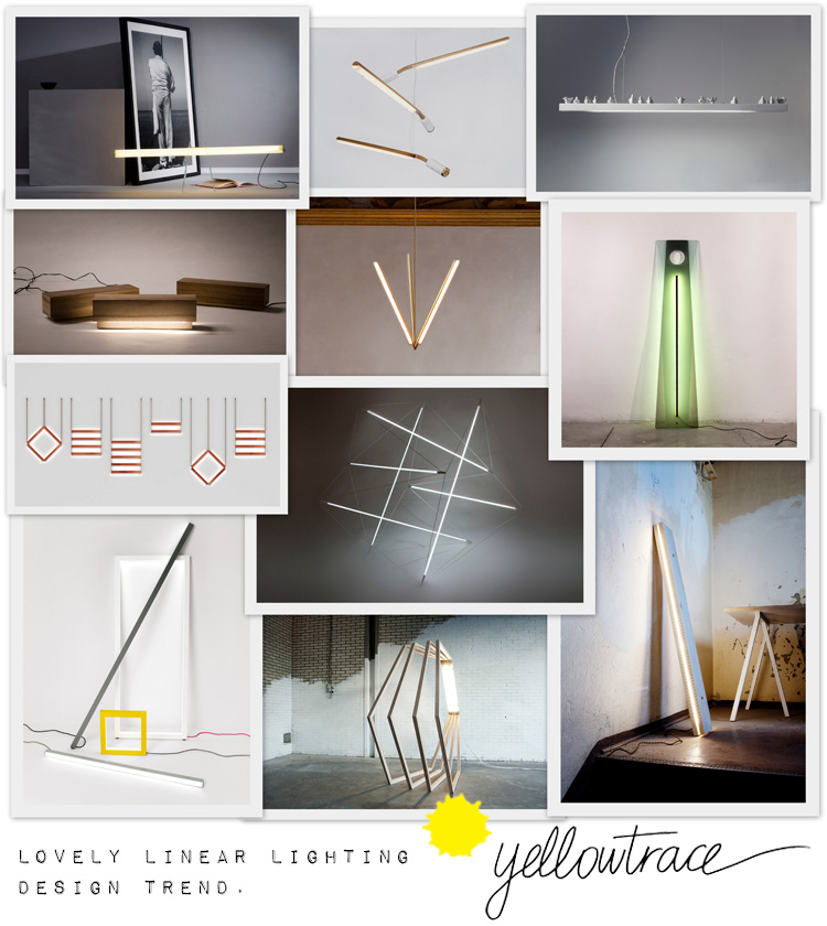 Lovely Linear Lighting // Design Trend, via Yellowtrace. collage of latest linear lighting design trends