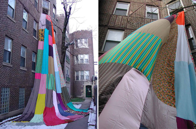 Textile Installations by American artist Amanda Browder, via Yellowtrace. Rapunzel by Amanda Browder, textile installation, Brooklyn, New York