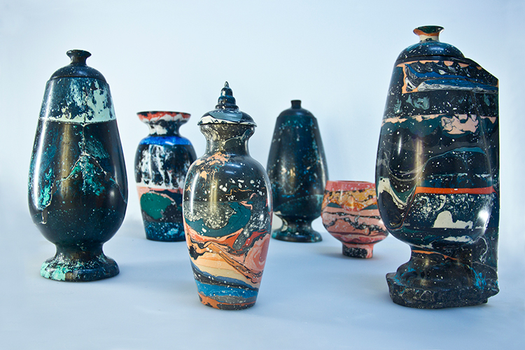 Sedimentation urns & vessels by Hilda Hellstrom at Ventura Lambrate 2013 | Yellowtrace.