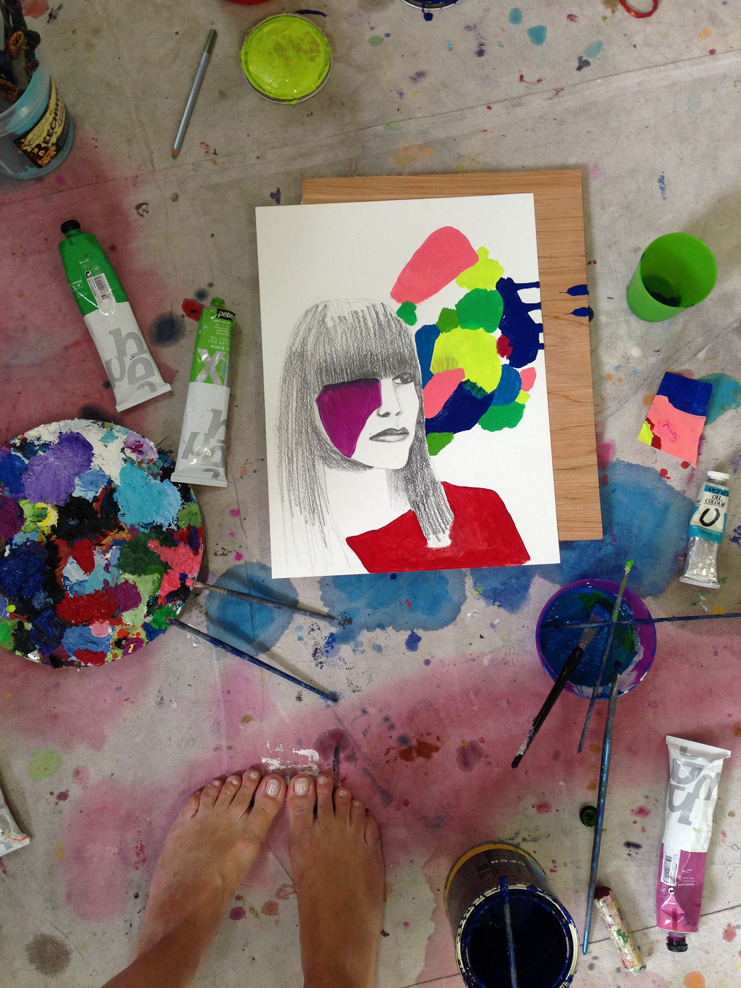 Emma Coulter, self portrait in progress 2013 | Yellowtrace.