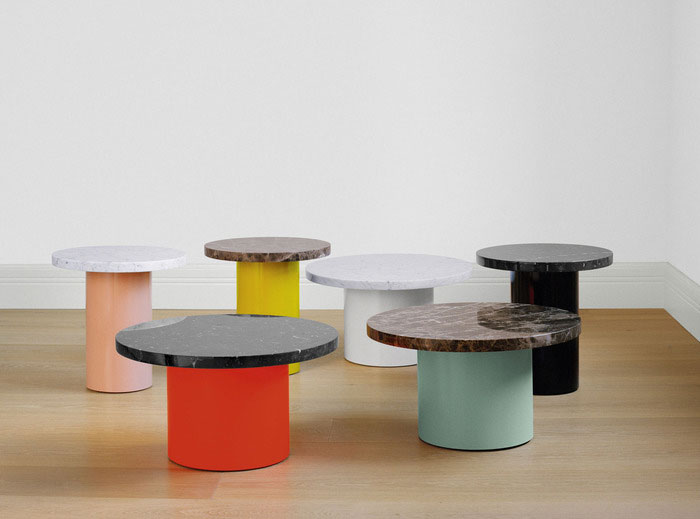 Enoki side tables with marble tops by Philipp Mainzer for e15 | Yellowtrace.