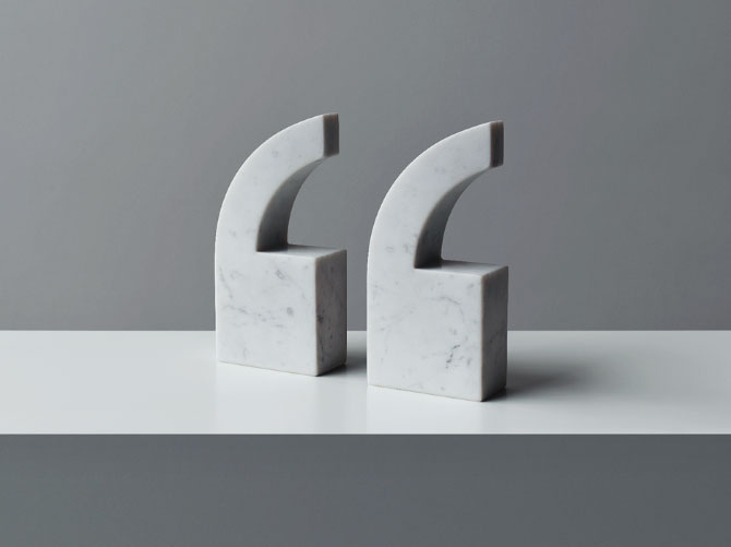 QUOTE marble bookends by Julia Stenius | Yellowtrace.