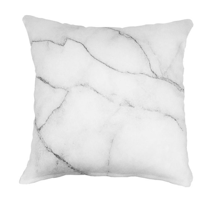 White Marble Throw Pillow from Safe House | Yellowtrace.